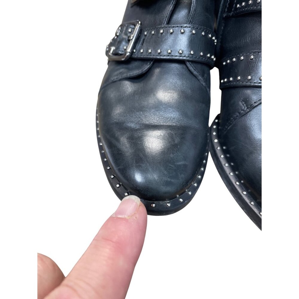 Paul Green Womans Black leather studed moto ankle boots sz 5.5 SKU 9631 - Picture 11 of 16